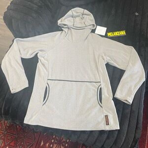 New Never Worn Melanzana Light Gray Micro Grid Women's Hoodie Size Large